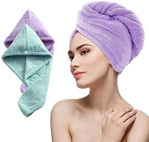 Ultra-Soft Coral Fleece Hair Drying Cap with Cloud Texture